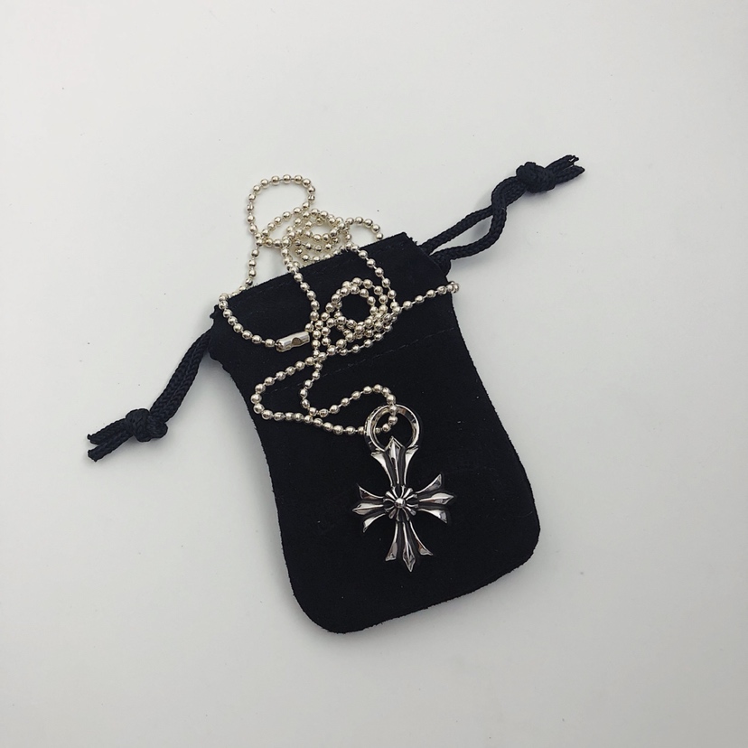 Chrome Hearts 版本克罗心Chrome hearts 双层十字架十字花吊坠圆珠项链