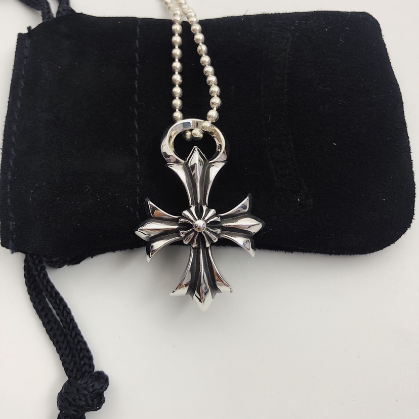 Chrome Hearts 版本克罗心Chrome hearts 双层十字架十字花吊坠圆珠项链