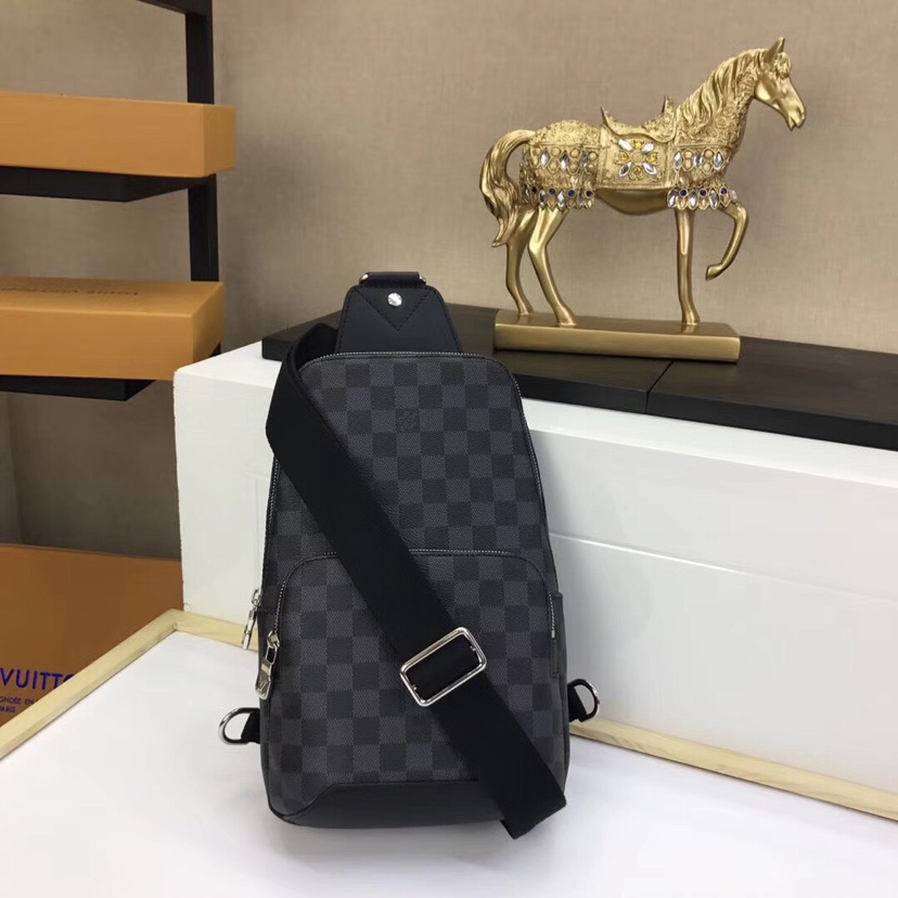 Louis Vuitton LV Avenue Crossbody & Shoulder Bags Silver Weave Damier Graphite Canvas Cowhide Fabric Casual N41719