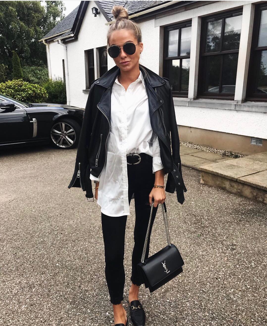 YSL Sunset 22CM 牙签纹日落包 442906黑色银扣