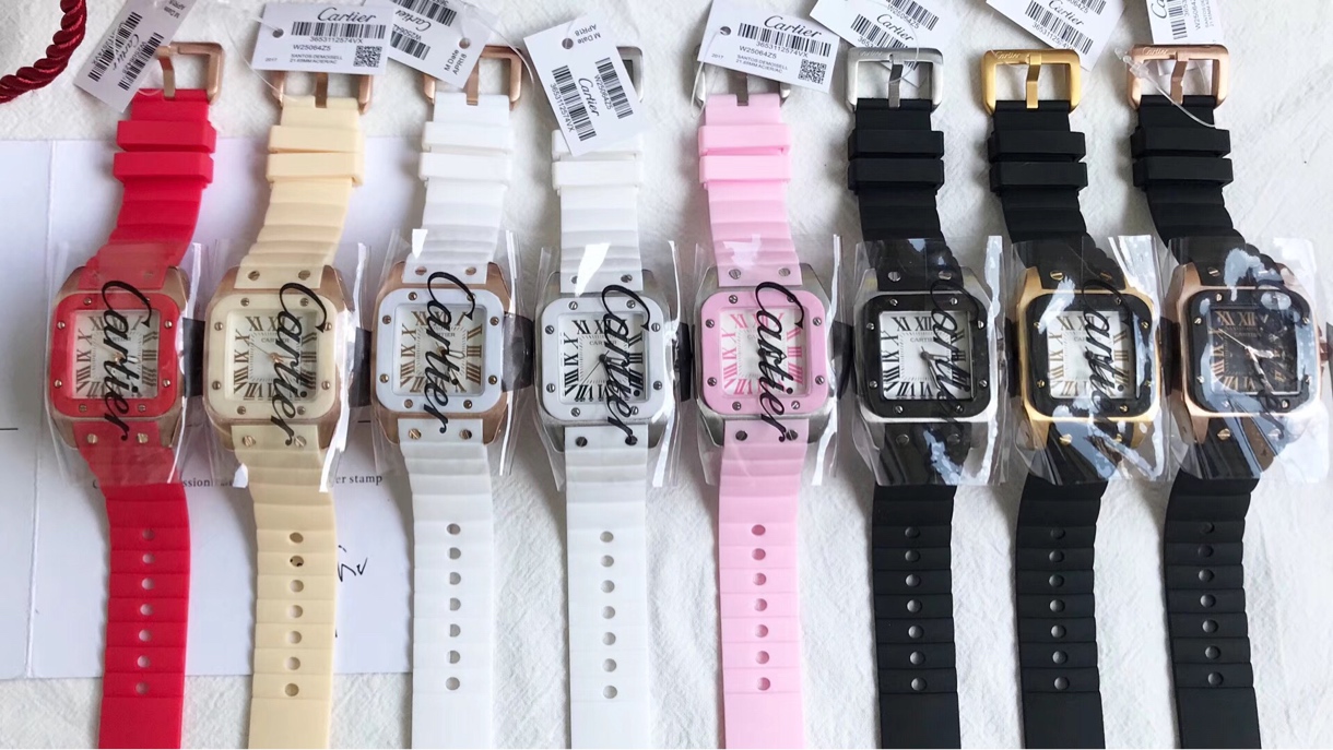 까르띠에 산토스 51×41mm 35×44mm 쿼츠 무브먼트 사파이어 글라스 스틸밴드 가죽스트랩 미디움 라지 레플리카 42780