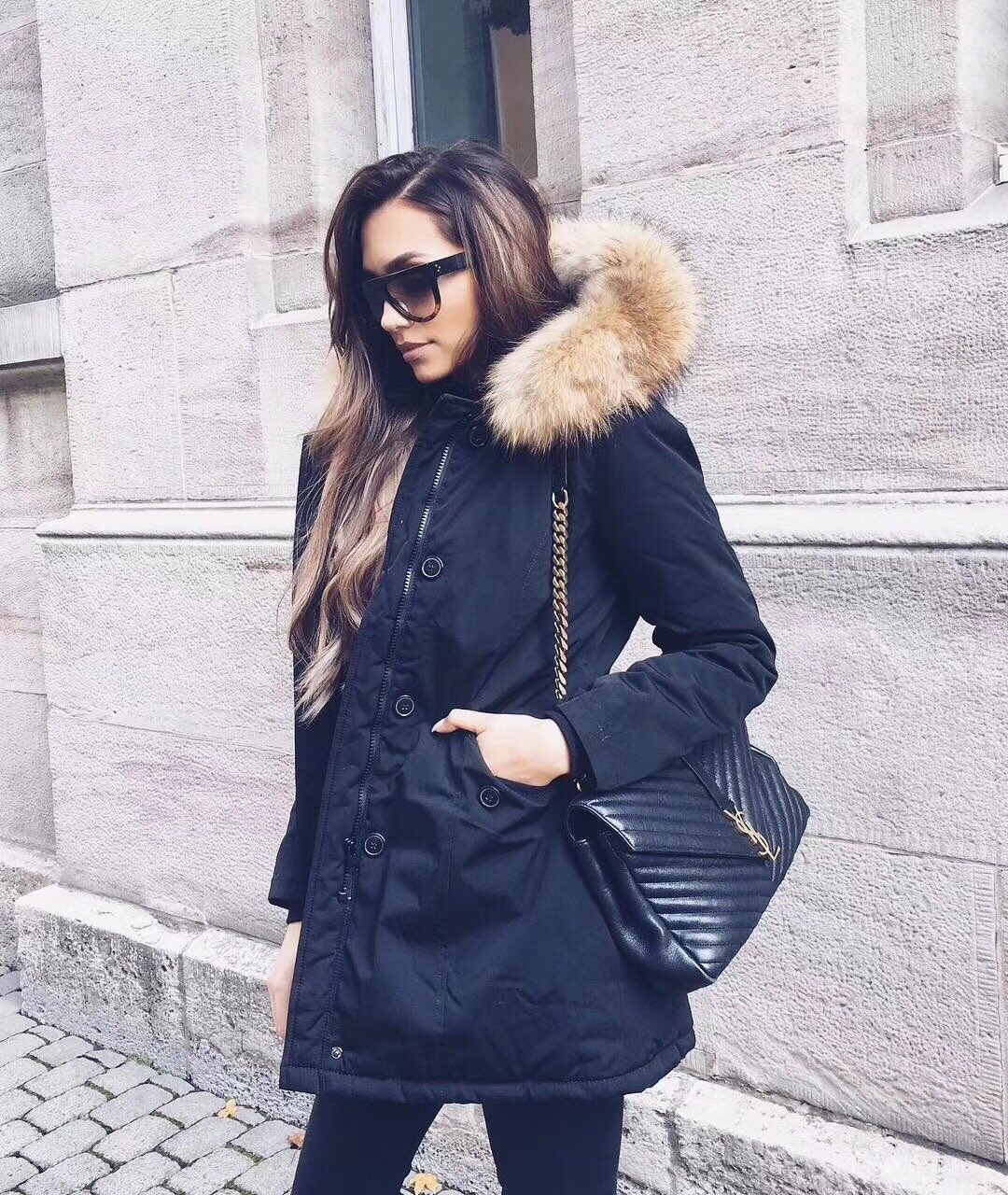 Saint laurent Ysl Monogram college_32cm黑色金扣392738