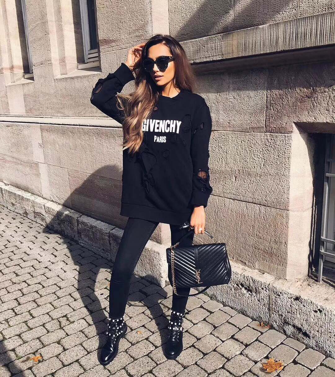 Saint laurent Ysl Monogram college_32cm黑色金扣392738