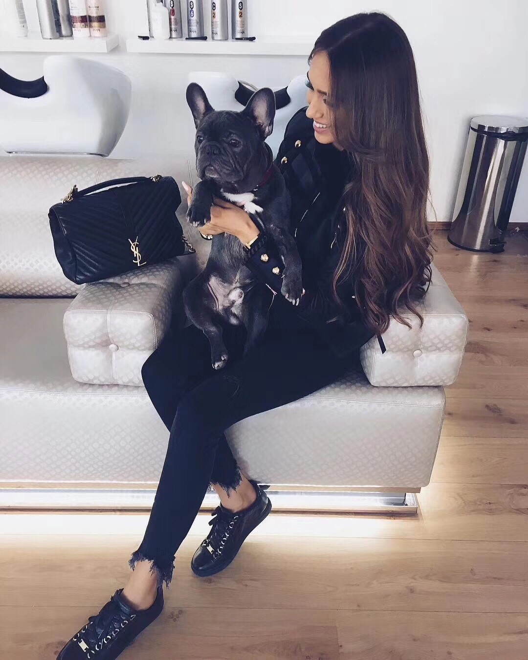 Saint laurent Ysl Monogram college_32cm黑色金扣392738