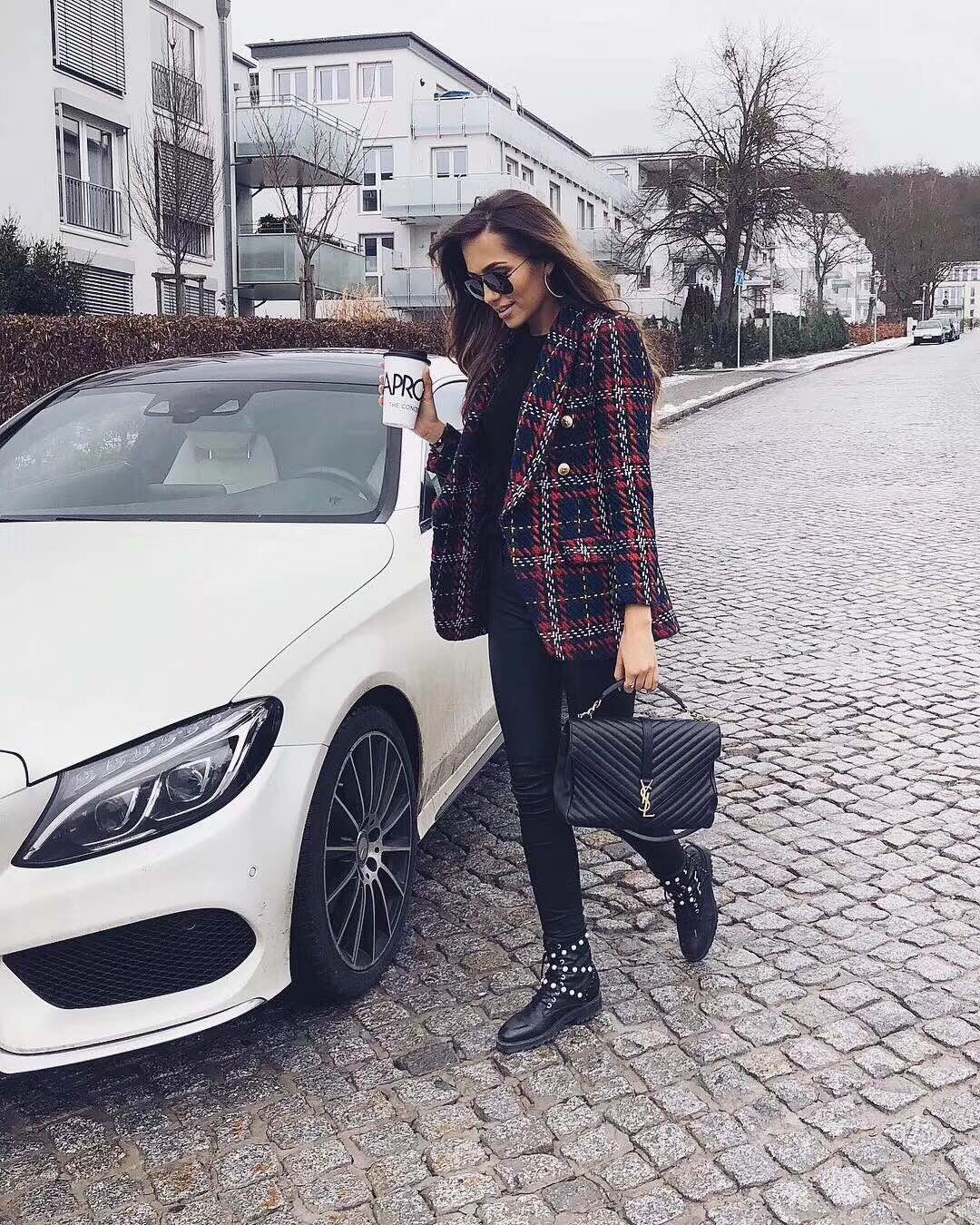 Saint laurent Ysl Monogram college_32cm黑色金扣392738