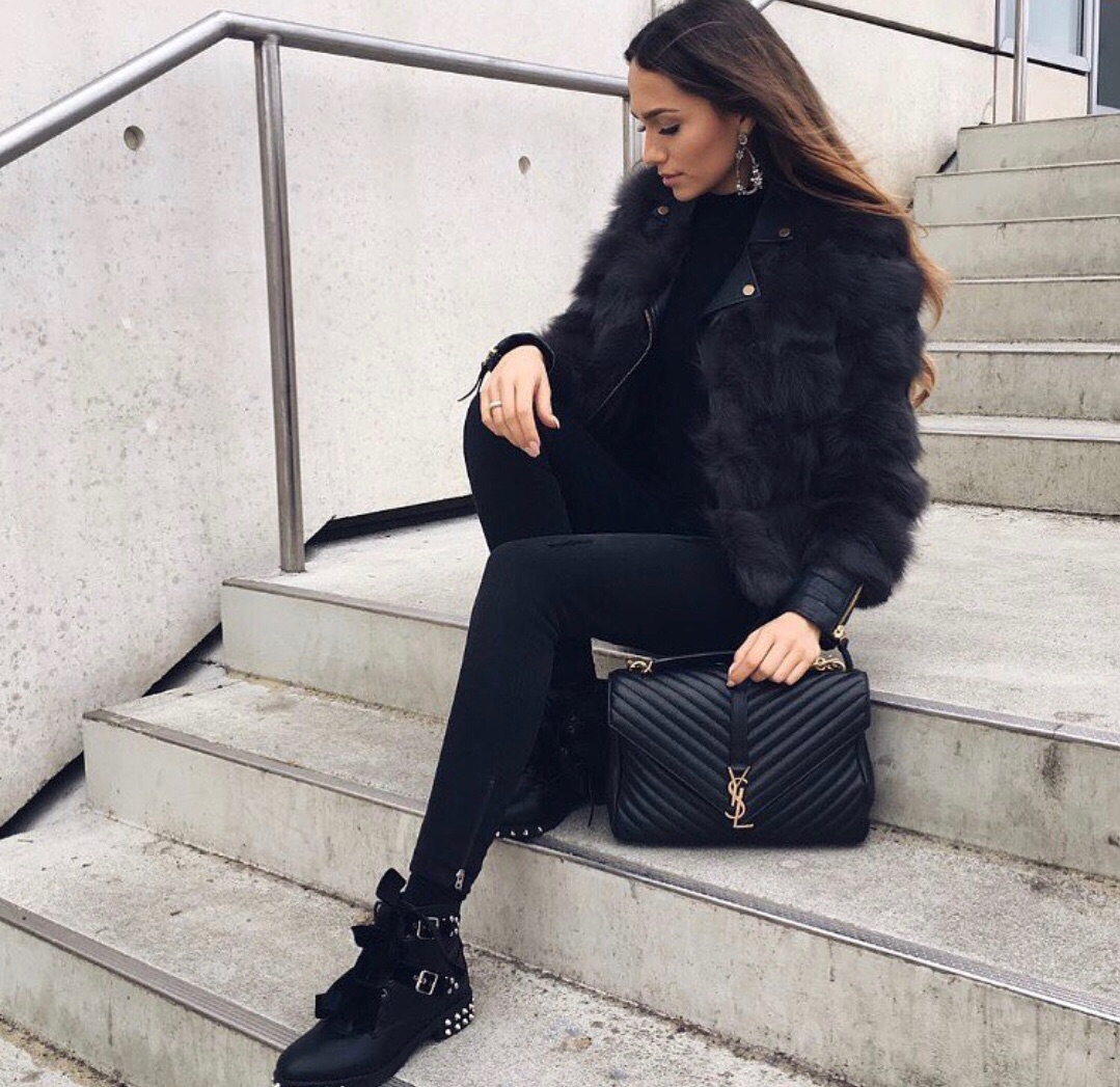 Saint laurent Ysl Monogram college_32cm黑色金扣392738