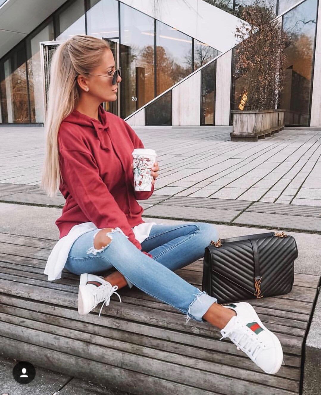 Saint laurent Ysl Monogram college_32cm黑色金扣392738