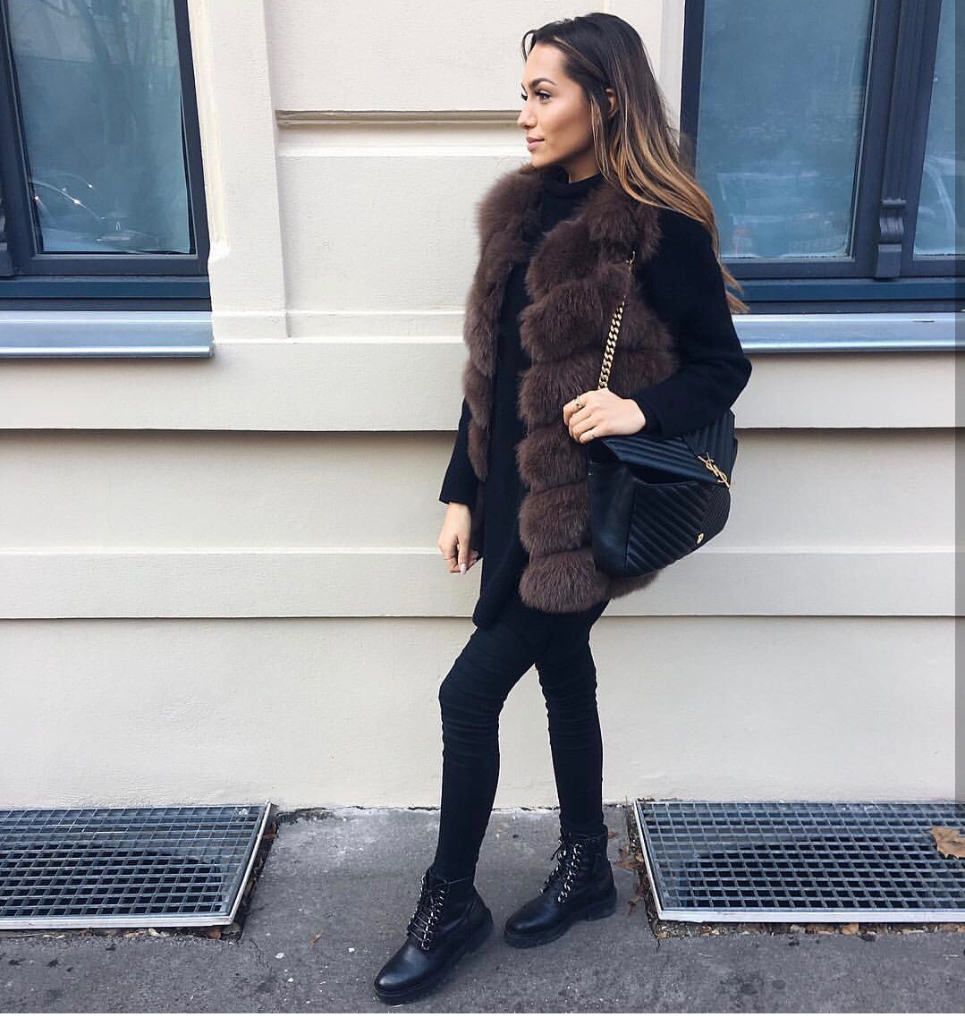 Saint laurent Ysl Monogram college_32cm黑色金扣392738