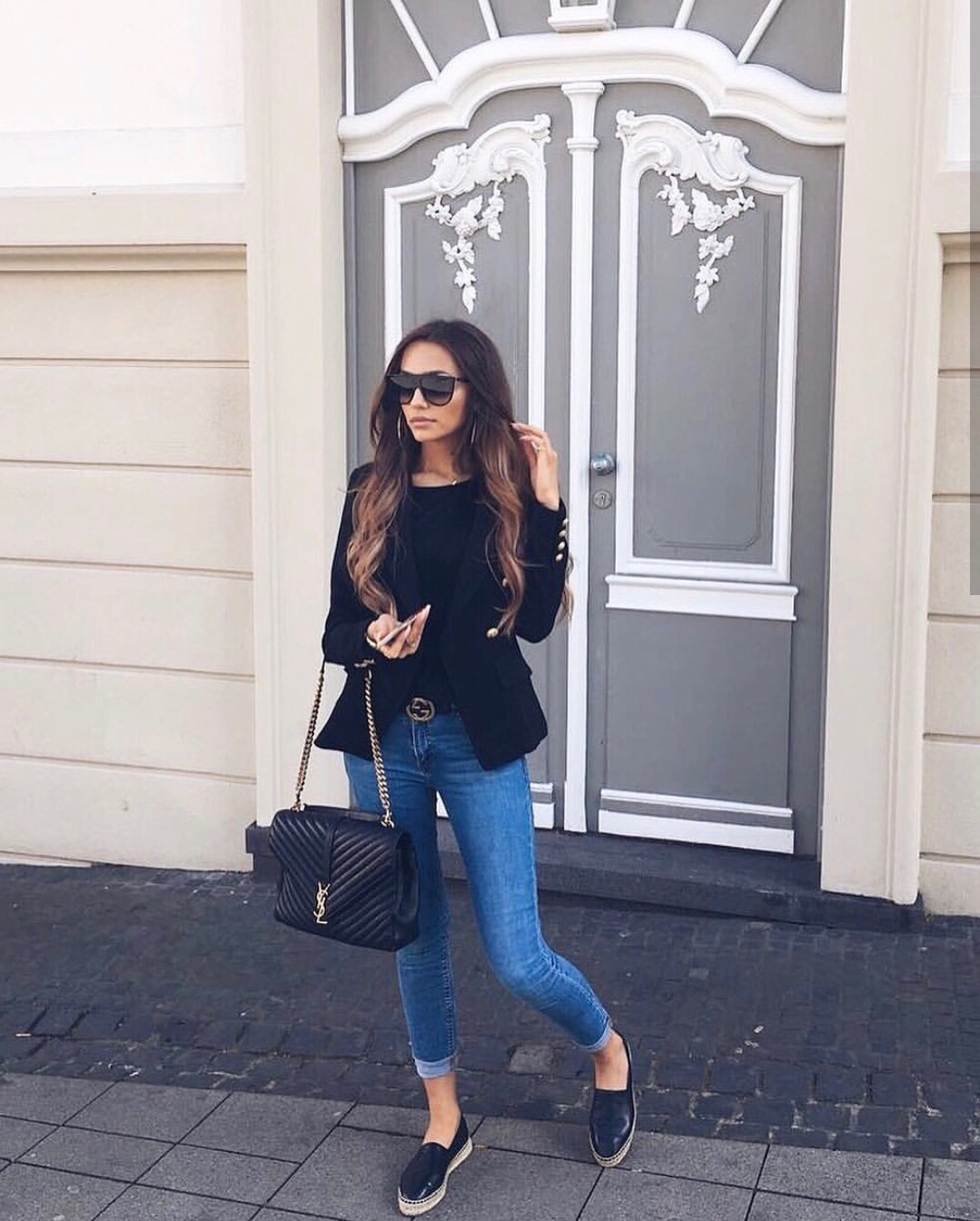 Saint laurent Ysl Monogram college_32cm黑色金扣392738