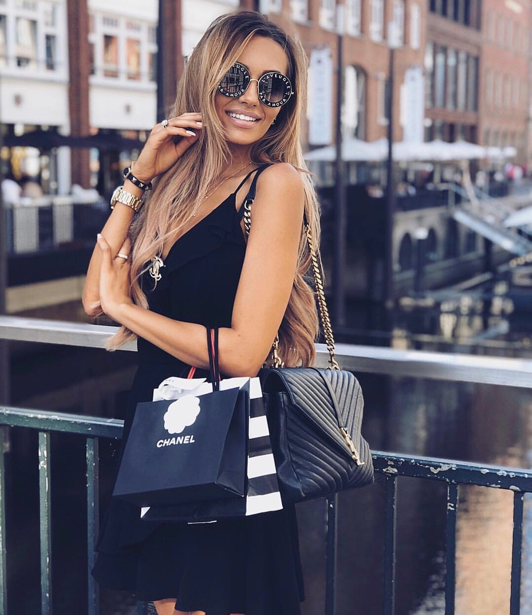 Saint laurent Ysl Monogram college_32cm黑色金扣392738