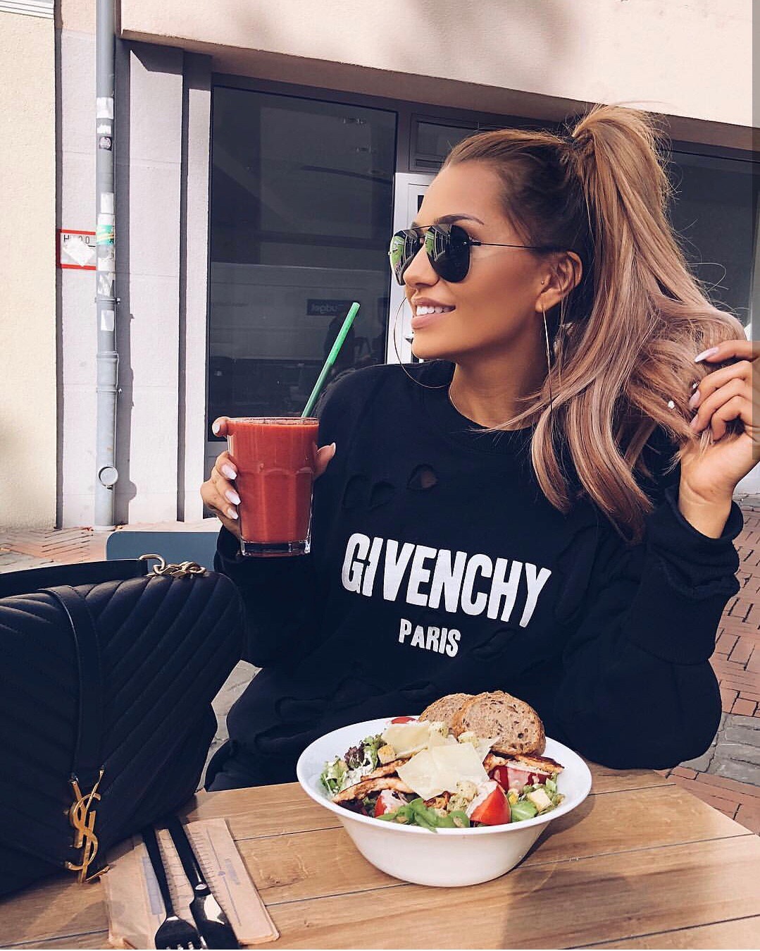 Saint laurent Ysl Monogram college_32cm黑色金扣392738