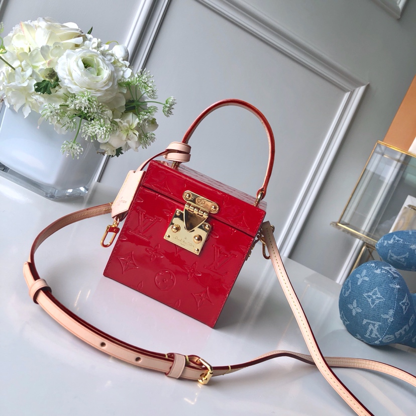 Louis Vuitton Bags Handbags Blue Orange Red Silver Epi Cowhide Patent Leather M52464