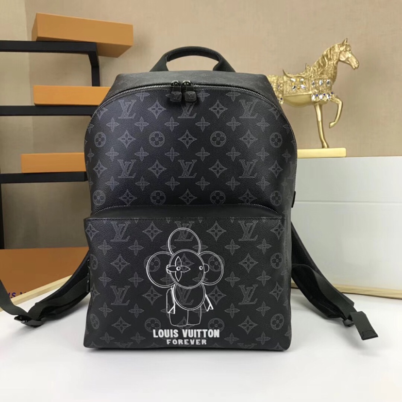 Louis Vuitton Bags Backpack Black Green Monogram Eclipse Canvas Cowhide Fabric M43675