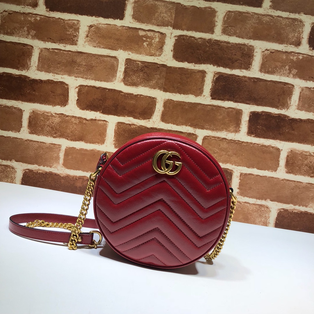 GUCCI古驰GG Marmont系列圆形迷你肩背包550154