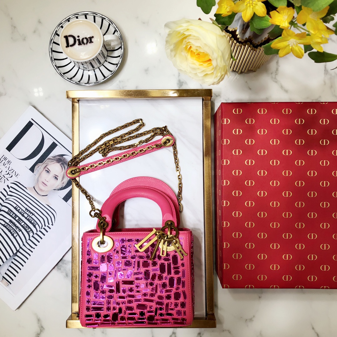 Dior Bags Handbags Silver Embroidery Calfskin Cowhide Lady Chains