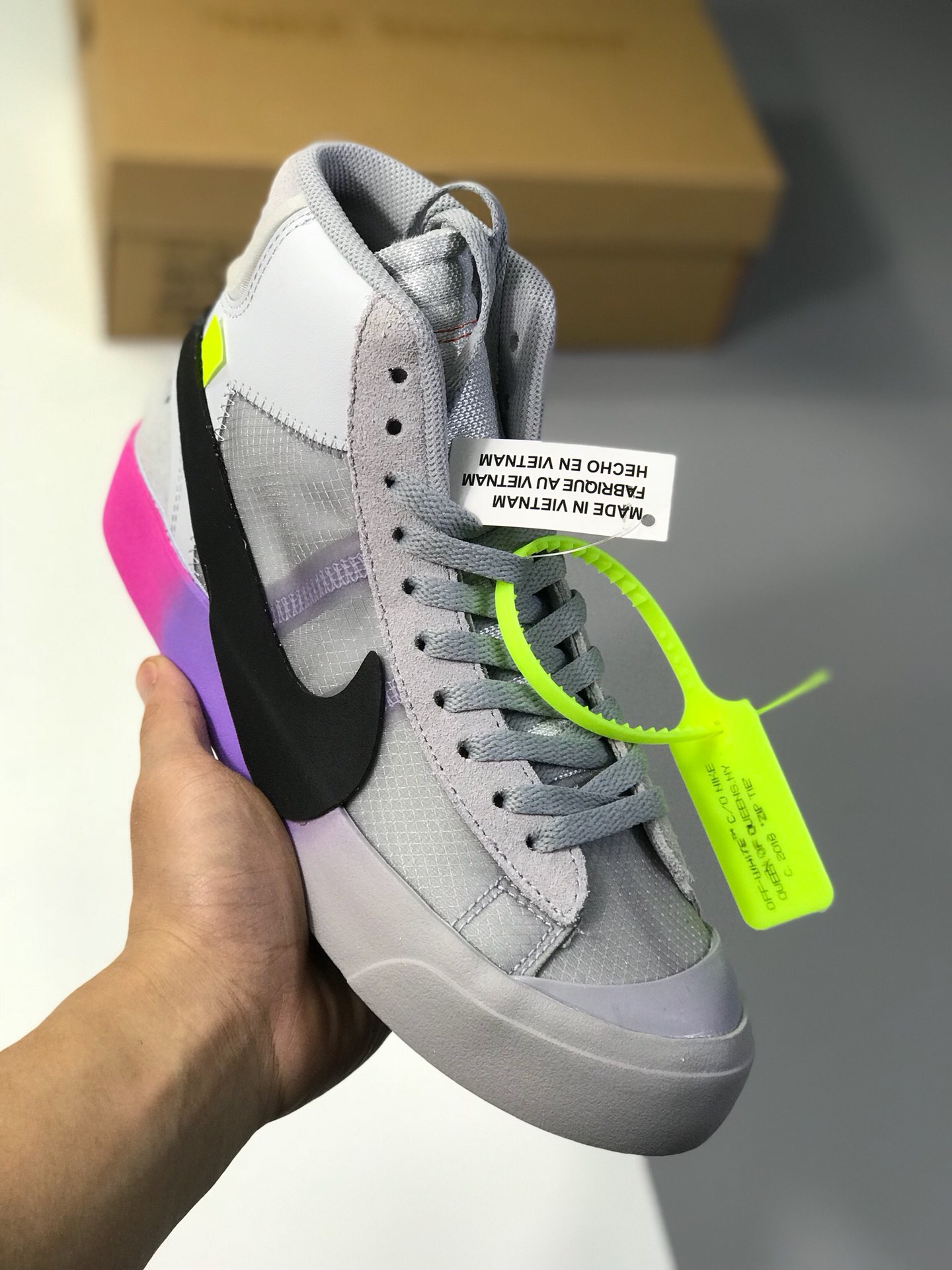 170原价200耐克 The 10: Nike Blazer Mid 高邦板鞋 开拓者联名OW 原装鞋型走线 纯原底 头层