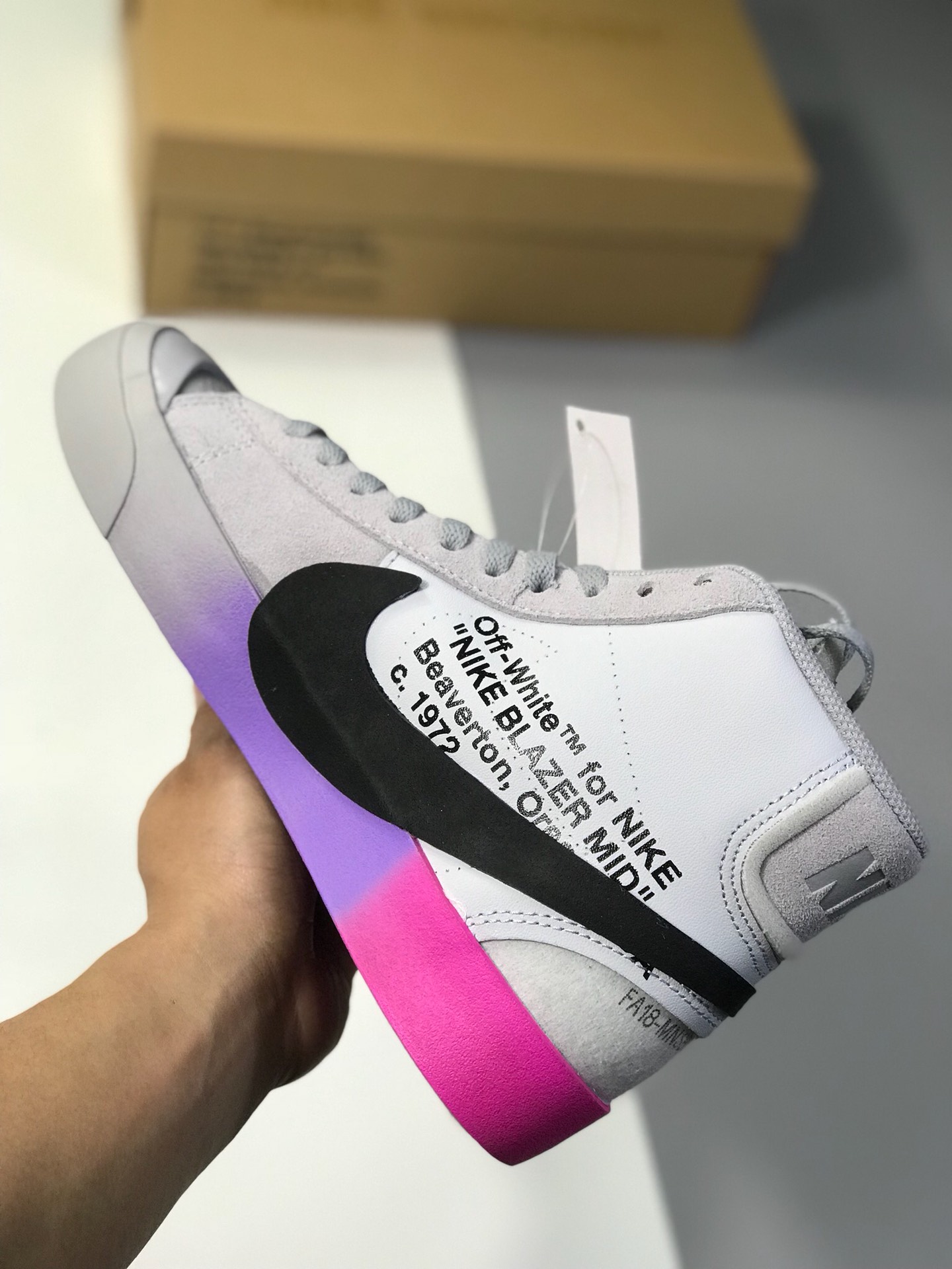 170原价200耐克 The 10: Nike Blazer Mid 高邦板鞋 开拓者联名OW 原装鞋型走线 纯原底 头层