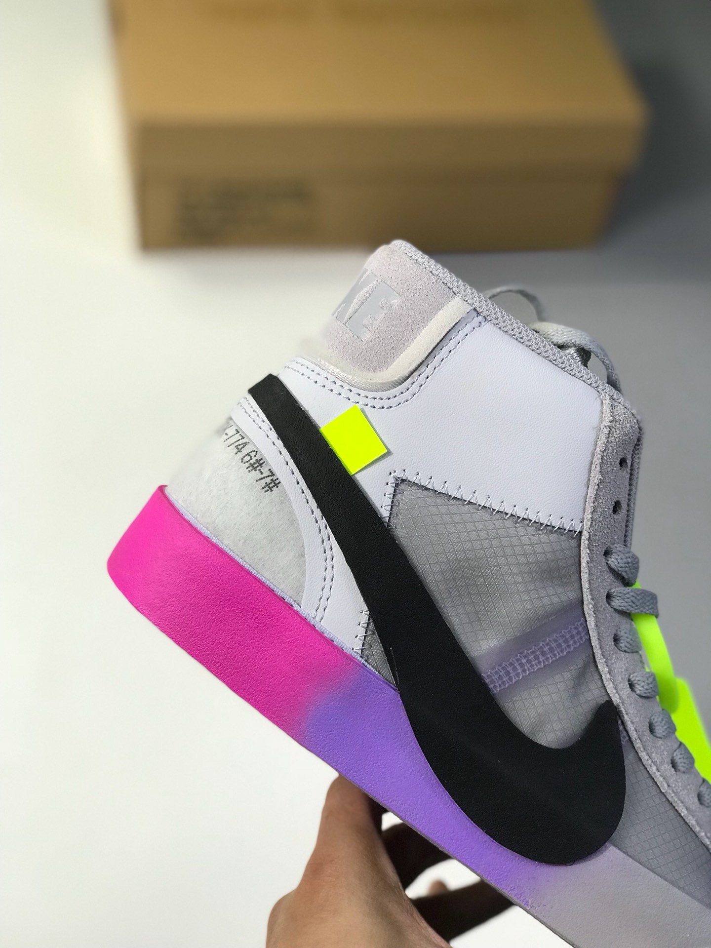 170原价200耐克 The 10: Nike Blazer Mid 高邦板鞋 开拓者联名OW 原装鞋型走线 纯原底 头层