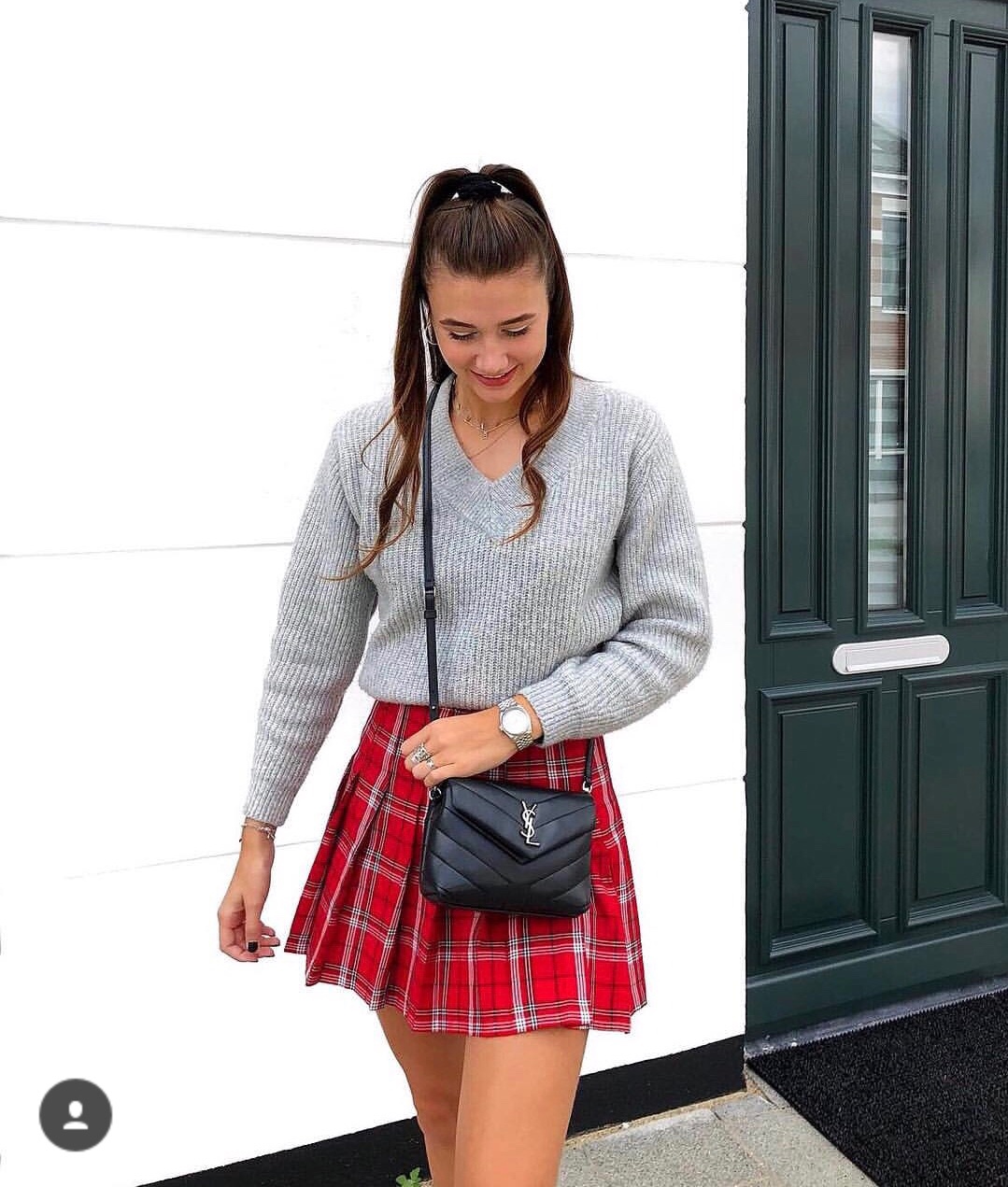 YSL LouLou 20CM 迷你斜挎包 467072黑色/银扣