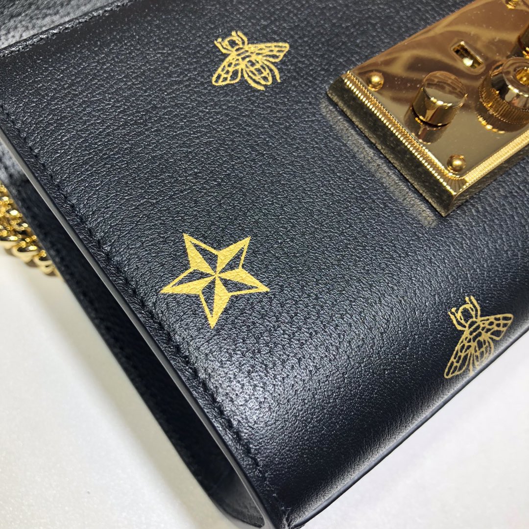GUCCI古驰Padlock系列蜜蜂星星小号肩背包432182