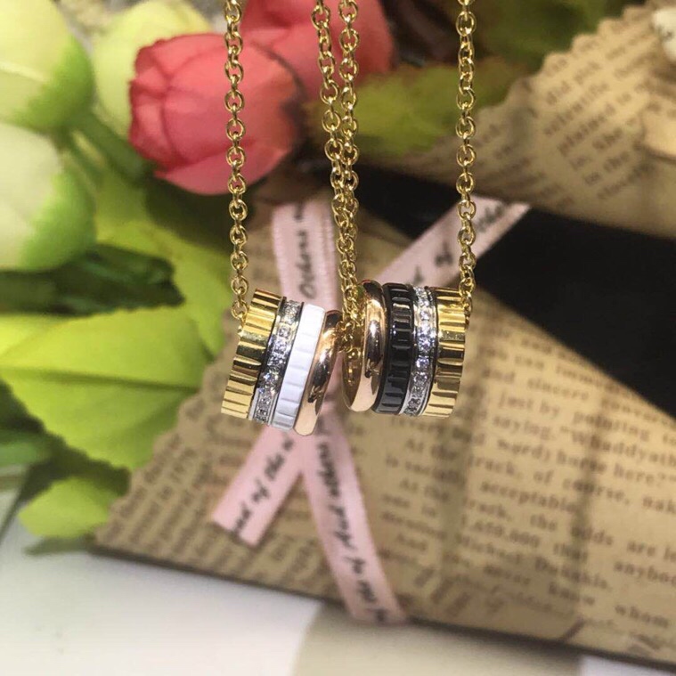 NO:101981,Bossone couples rotatable pendant necklace Gold black Gold white, Bossone, necklace19860909宝诗龙情侣款可旋转吊坠项链 金色黑 金色白,宝诗龙,necklace,Jewelry