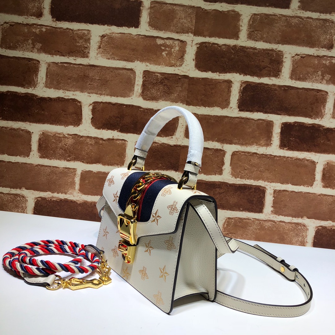 Gucci古驰Sylvie系列蜜蜂星星皮革迷你手袋470270