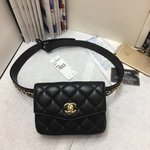 Designer
 Chanel Belt Bags & Fanny Packs Black Gold Lambskin Sheepskin Casual