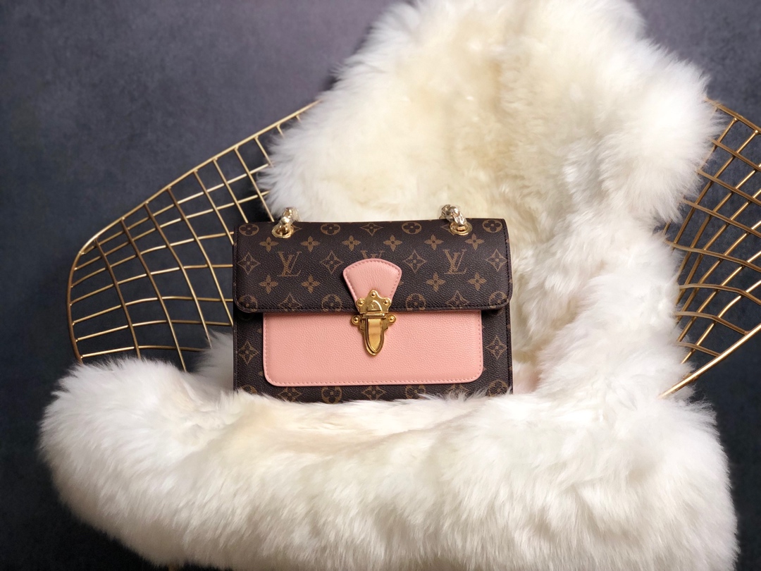 Louis Vuitton Bags Handbags Pink Monogram Canvas Calfskin Cowhide Victoire M41731