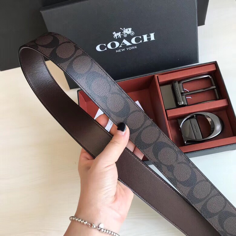 Coach ～纯原coach/64839 大C字扣 新款皮带 一面头层牛皮 一面专用花纹 双面双用