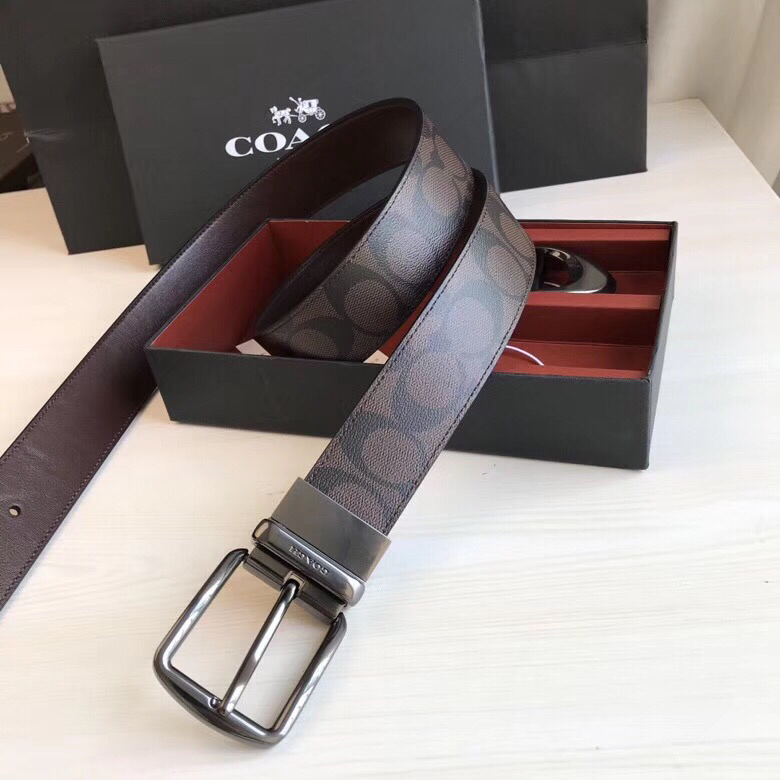 Coach ～纯原coach/64839 大C字扣 新款皮带 一面头层牛皮 一面专用花纹 双面双用