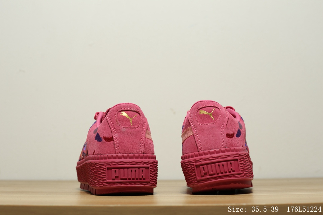 75 #真标半码   特价福利 彪马 Puma Suede Basket Bow 刺绣花卉 松糕厚底增高女子休闲板鞋