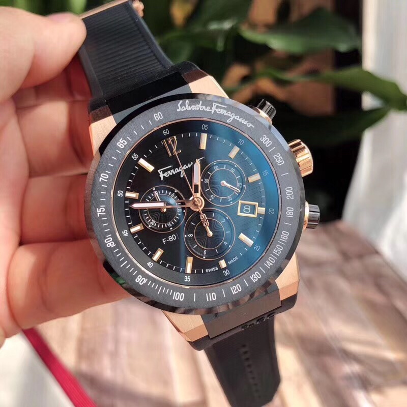 菲拉格慕F80旗舰系列石英计时码表，两色男款 男表！表径43mm