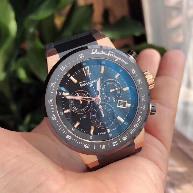 菲拉格慕F80旗舰系列石英计时码表，两色男款 男表！表径43mm