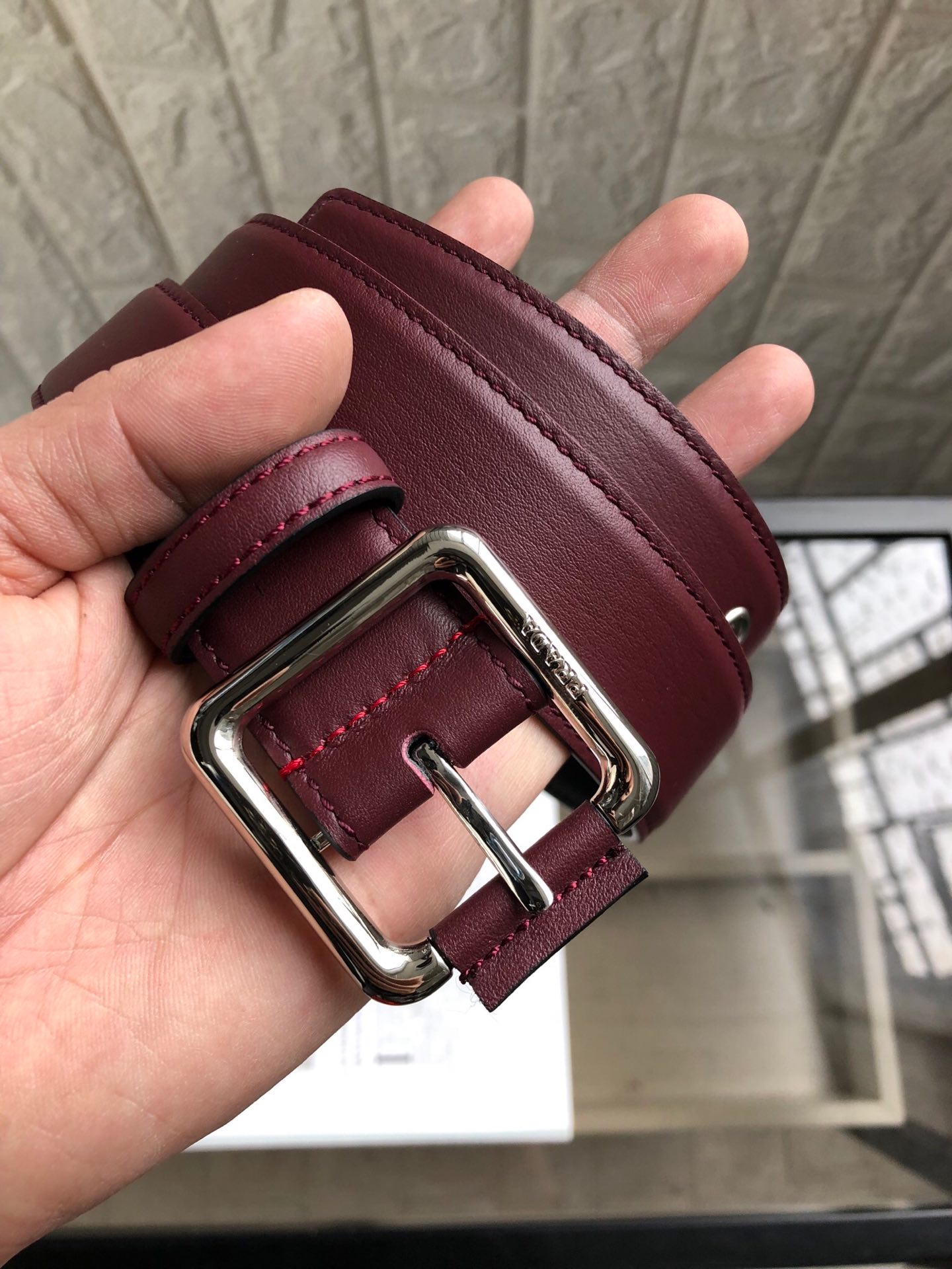 [Prada Belts]Prada: Original single layer cowhide plain weave surface: Inner l