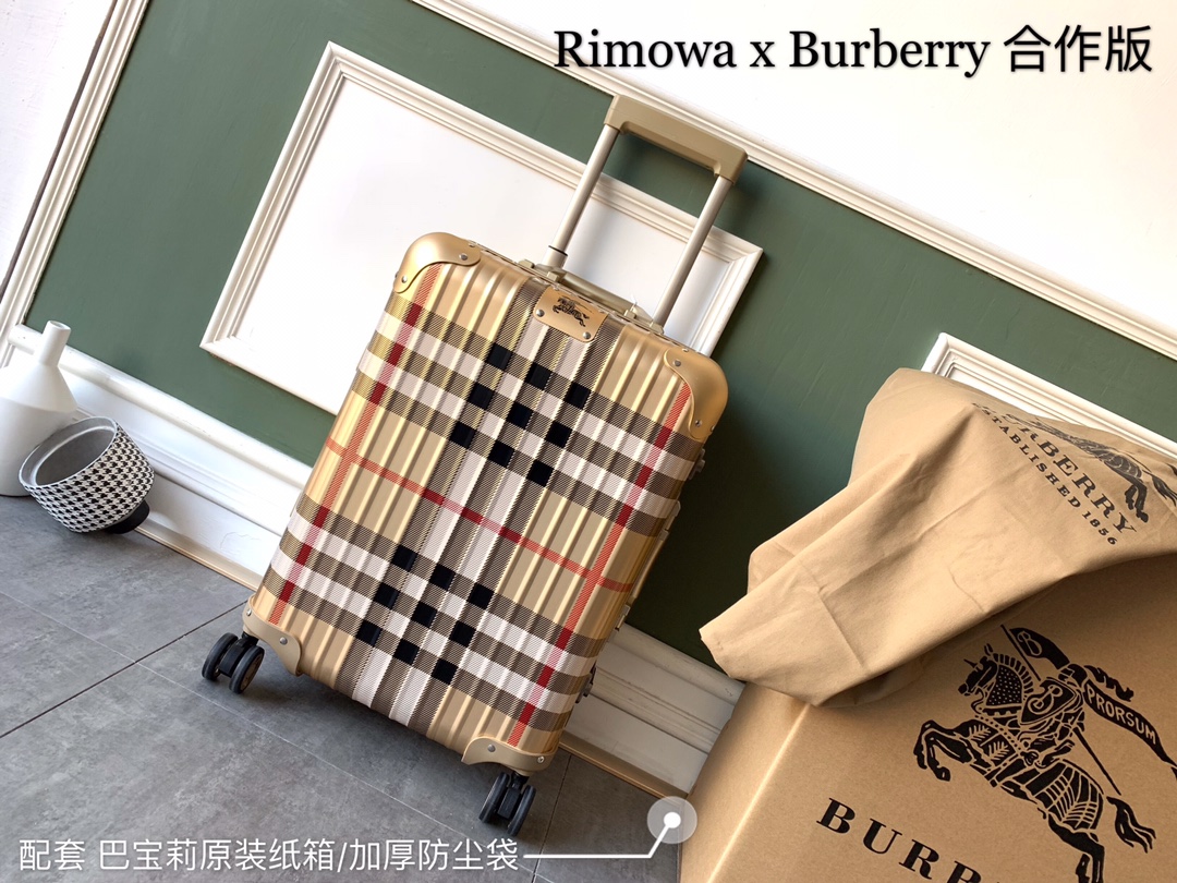 Rimowa x Burberry 首度合作版！两大国际巨头联名推出的必定不凡！经典巴宝莉格子纹，搭上日默瓦经典之作topas,大方优雅极具英伦风情！ 真正是整整开了三个月才做出来的款式啊，报废了不下20个箱子，才做出来的原单高配！请与市…