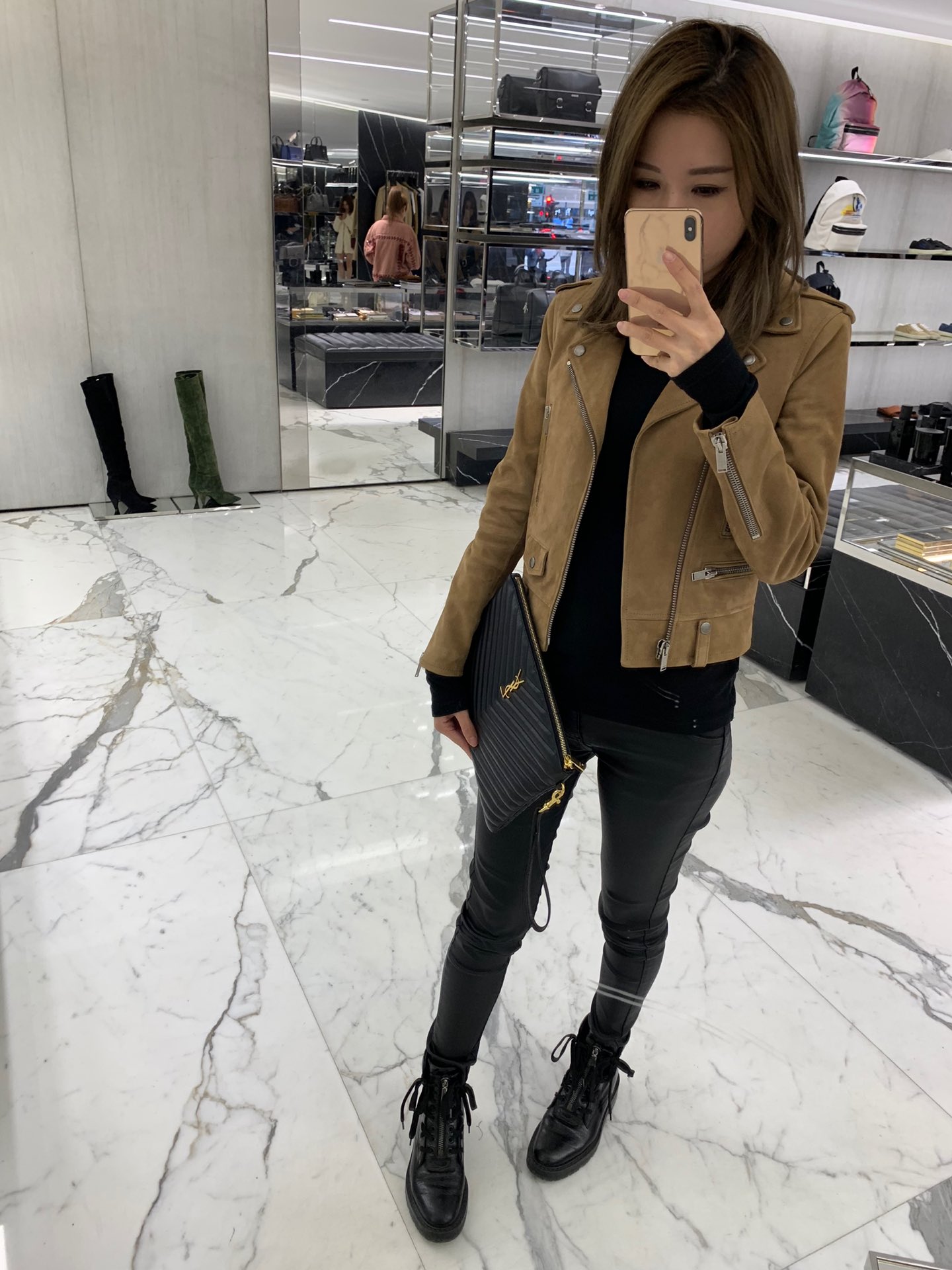 YSL MONOGRAM 30CM 中号手包 559193黑色/金扣