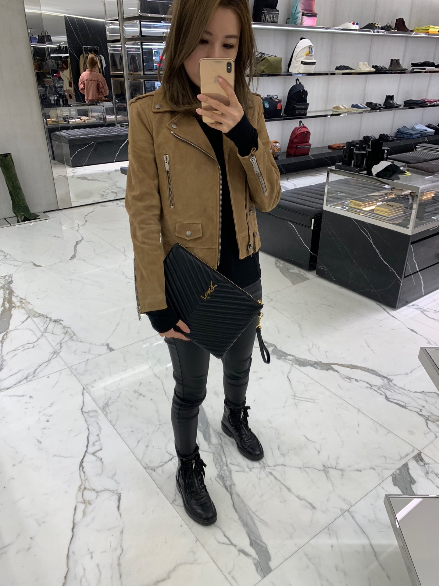 YSL MONOGRAM 30CM 中号手包 559193黑色/金扣