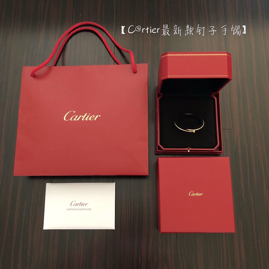 Cartier 空心弹簧管 卡地亚新款窄版钉子手镯