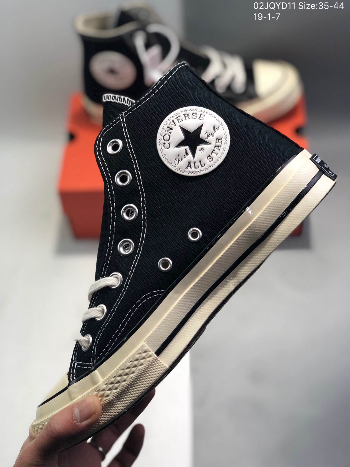 110  2018升级版converse all star匡威1970S三星标高帮黑色帆布鞋 02JQYD11