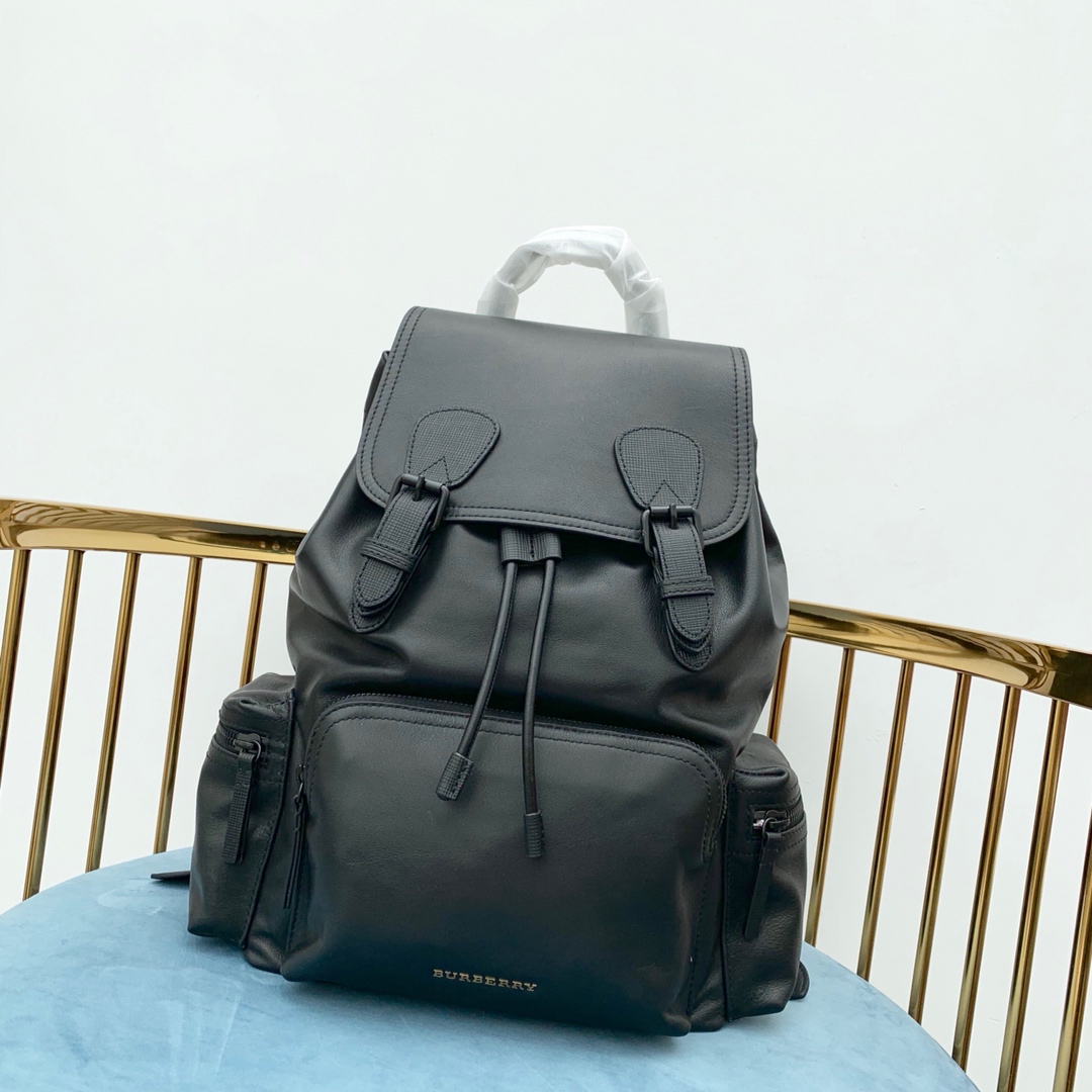 Burberry Men's Full Leather Military Backpack Made of Buffalo Leather! If you know the stuff, it feels great! Exclusively customized black steel