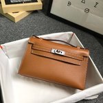 Hermes Kelly Designer
 Handbags Crossbody & Shoulder Bags Brown Coffee Color Silver Hardware Mini