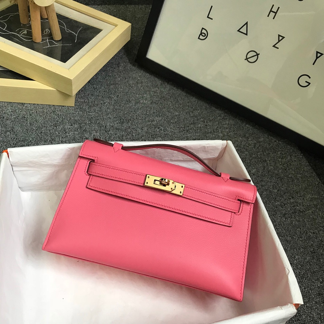 Hermes Kelly 7 Star
 Handbags Crossbody & Shoulder Bags Dark Pink Silver Hardware Mini