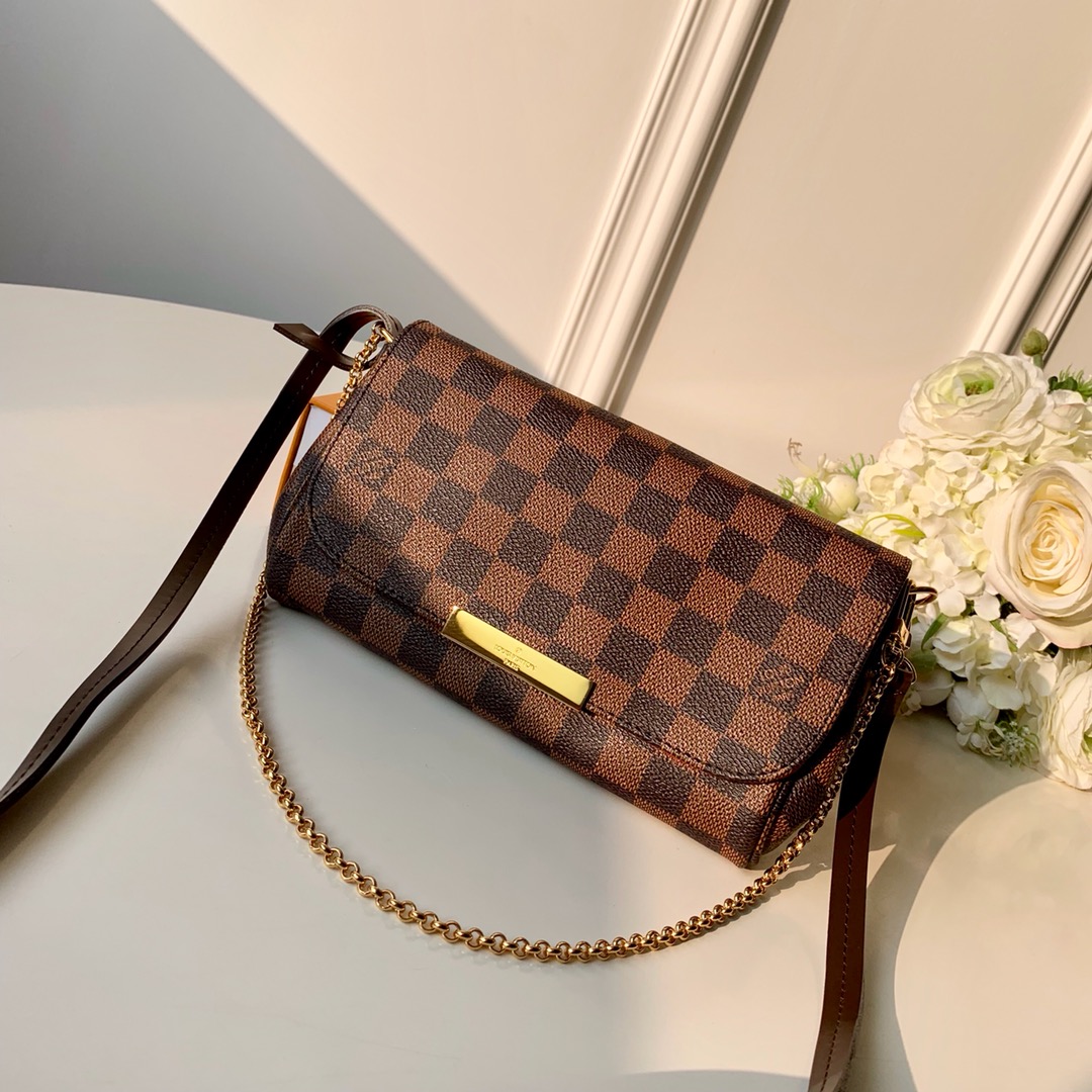 Louis Vuitton LV Favorite PM 棋盘格纹鍊条小肩背包 N41276