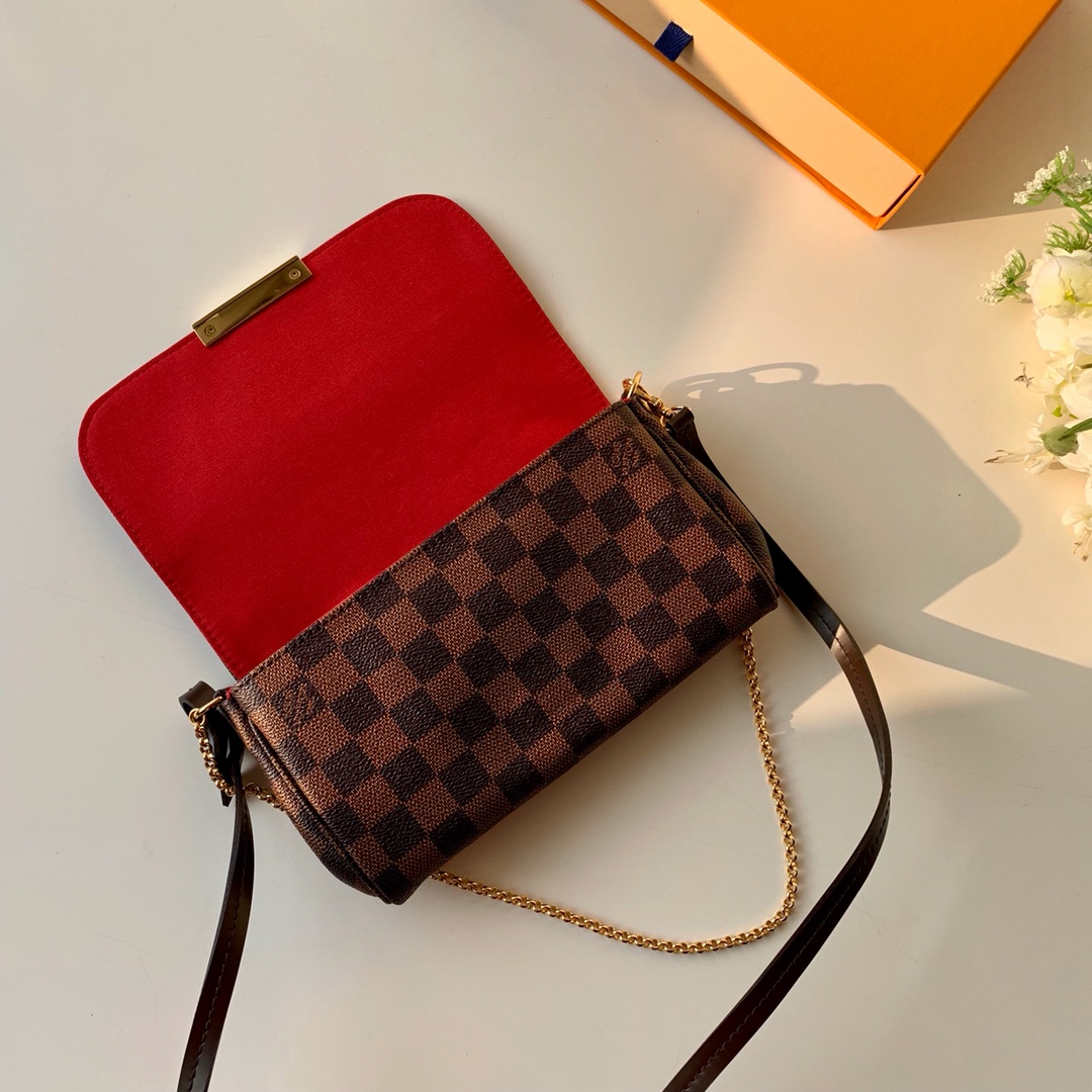 Louis Vuitton LV Favorite PM 棋盘格纹鍊条小肩背包 N41276