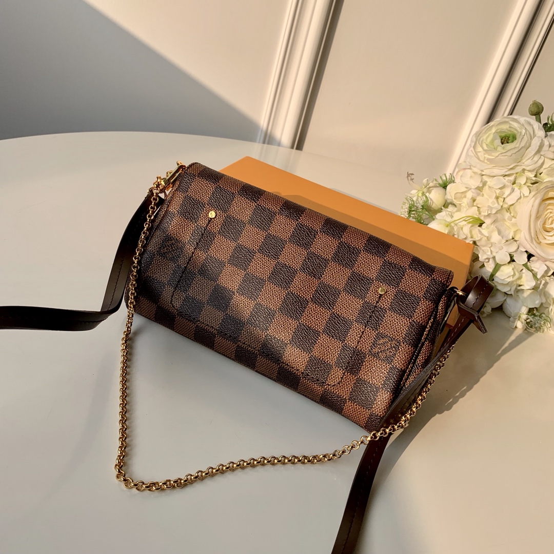 Louis Vuitton LV Favorite PM 棋盘格纹鍊条小肩背包 N41276