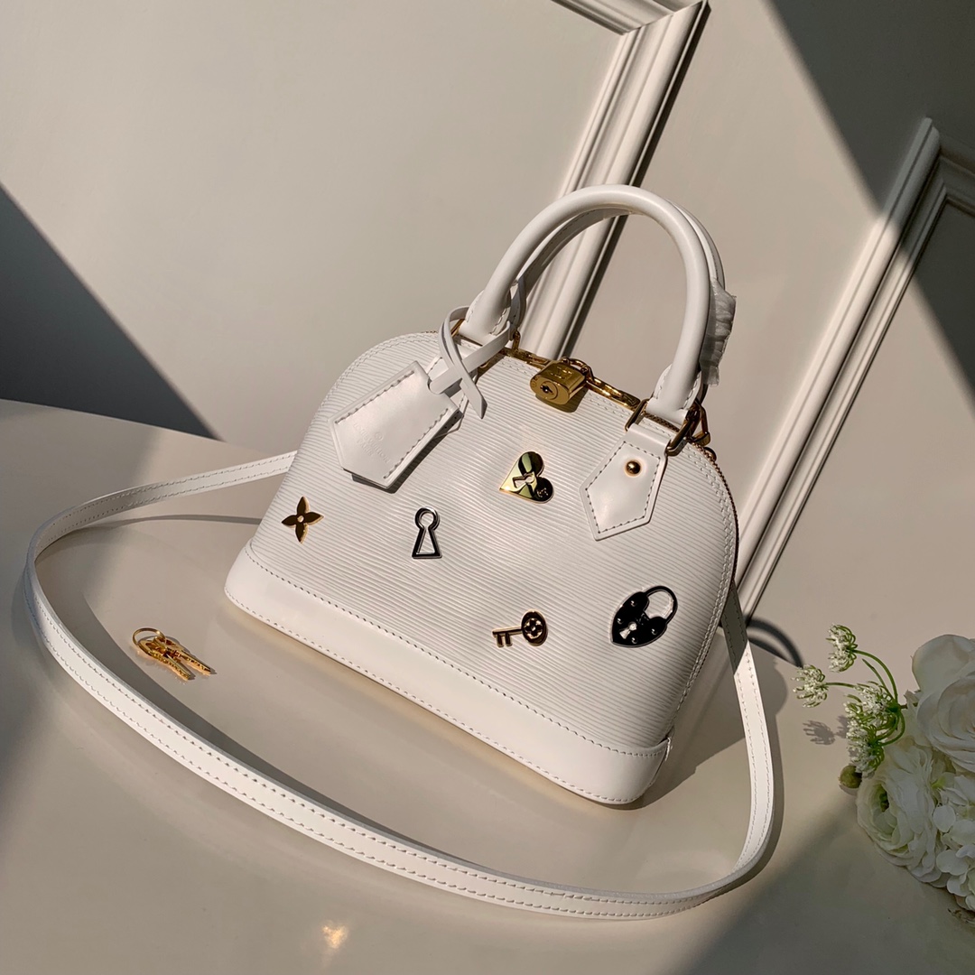 Louis Vuitton LV Alma BB Bags Handbags White Epi Fashion M52885