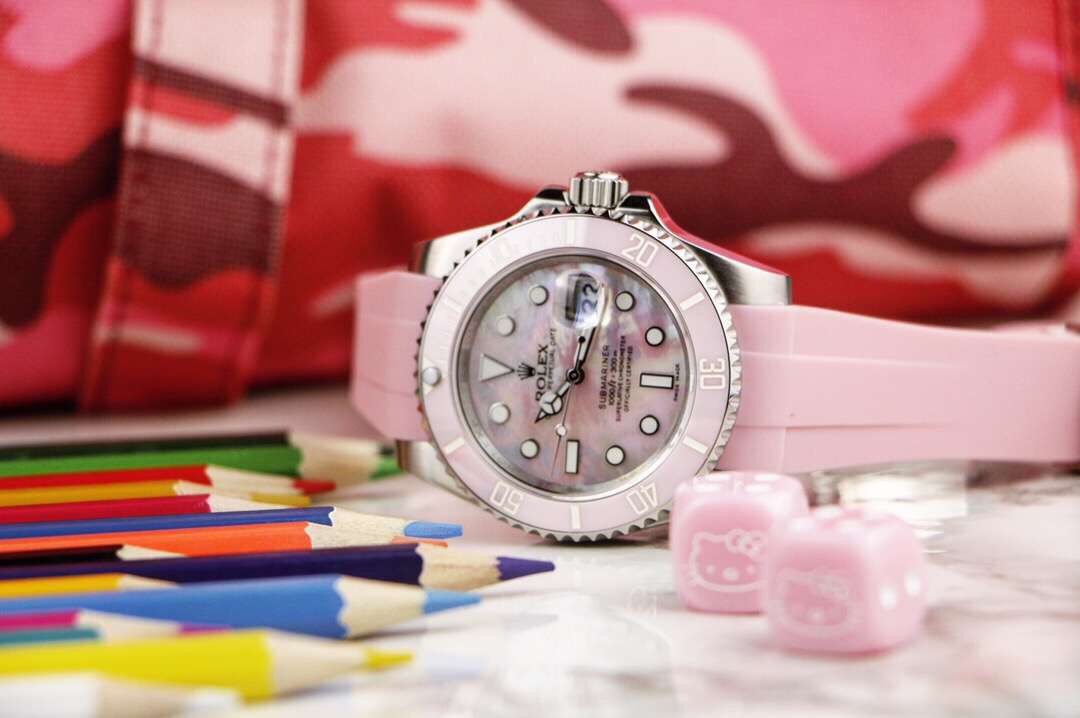 Rolex 劳力士粉水鬼贝壳面，皮带 胶带 钢带都有