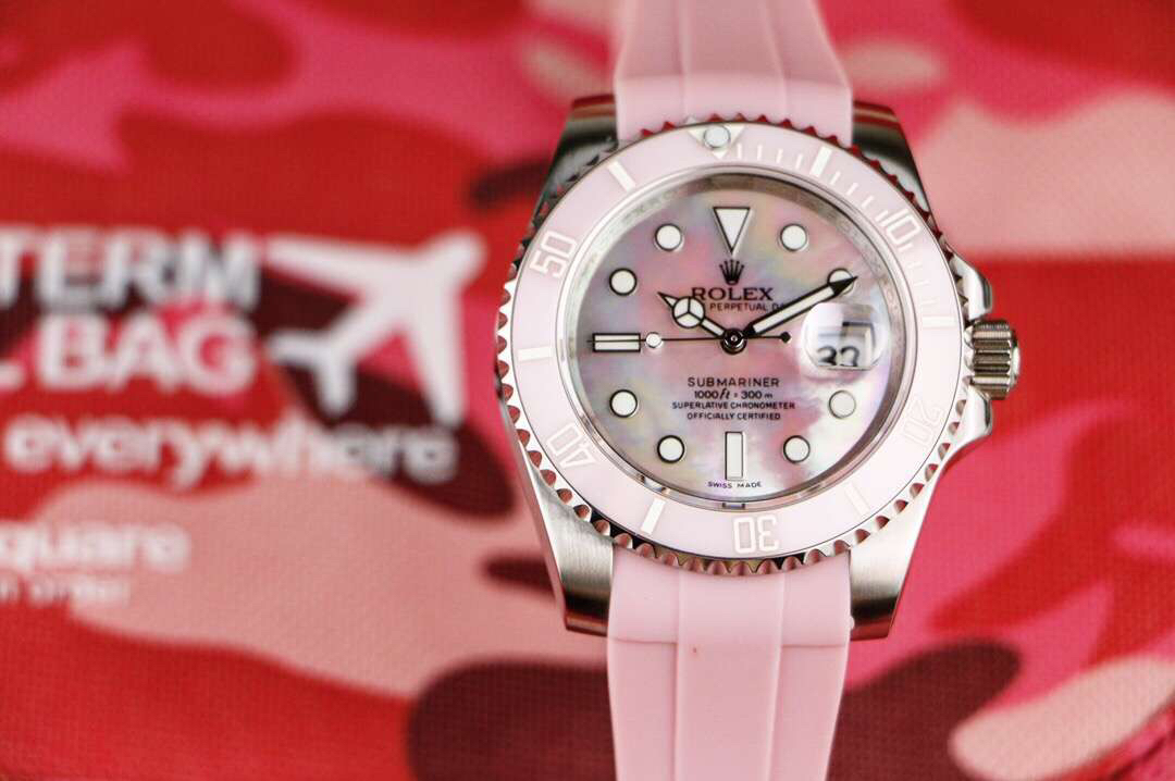 Rolex 劳力士粉水鬼贝壳面，皮带 胶带 钢带都有