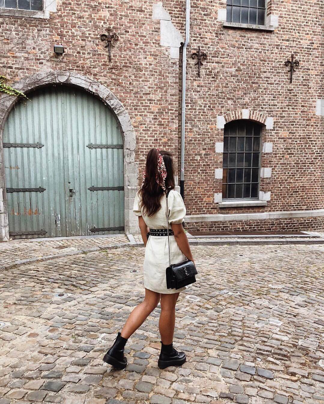 YSL Sunset 22CM 鳄鱼纹日落包 442906黑色/银扣