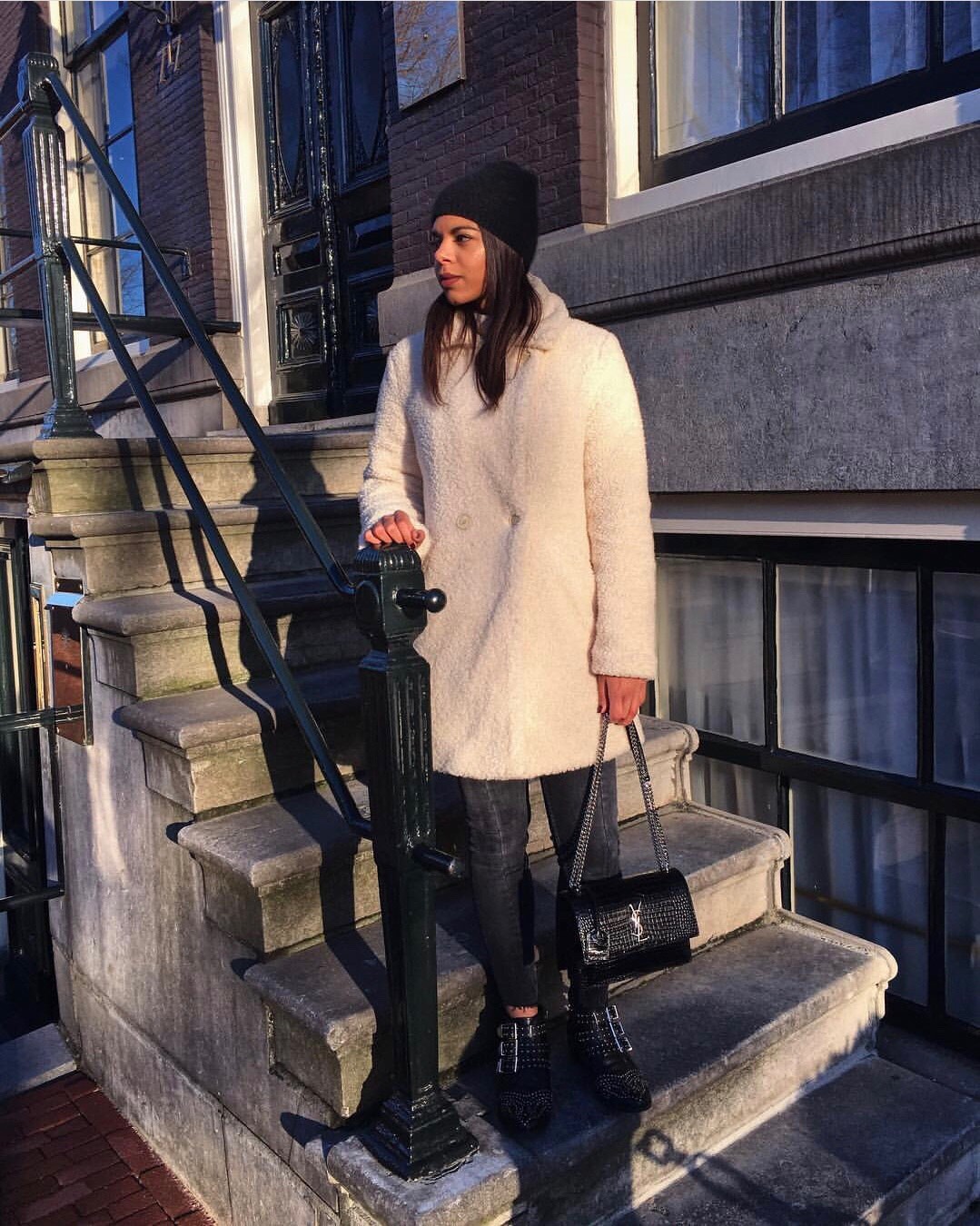 YSL Sunset 22CM 鳄鱼纹日落包 442906黑色/银扣